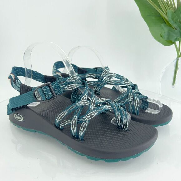 Chaco Women ZX/2 Sandal Size 10 Outdoor Hike Teal Strappy Thong Adjustable Shoe - Picture 1 of 14